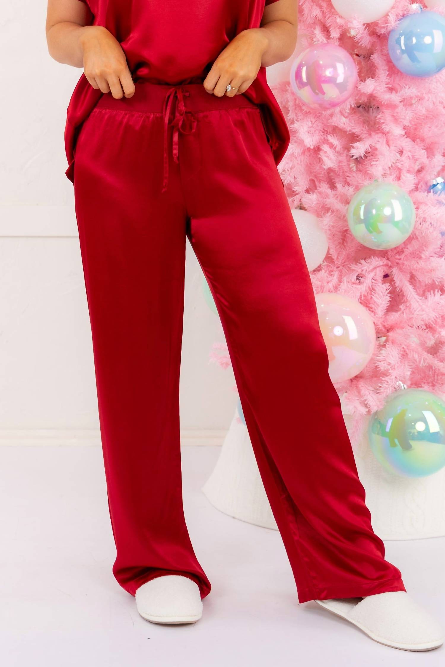 PJ Harlow Jolie Satin Pants in red - women's pants