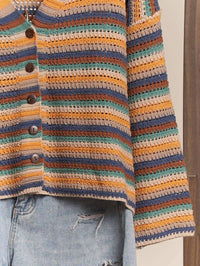 Mello - Striped Button Down Cardigan