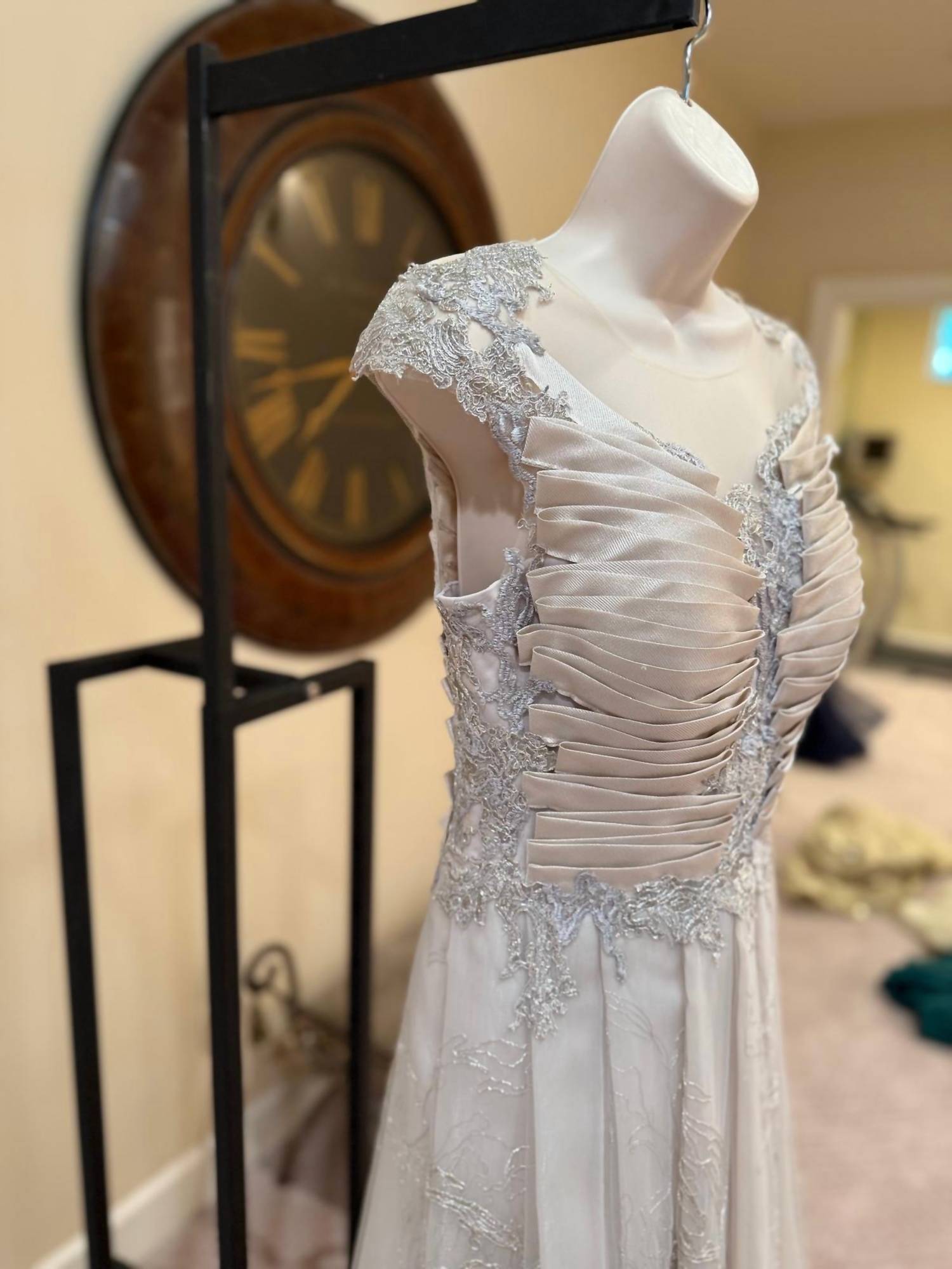 Gaby Charbachy - Lace Applique Fit And Flare Gown