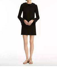 Oscar de la Renta Long Sleeve With Cutout Detail & Collar Tweed Dress in black - women's dress