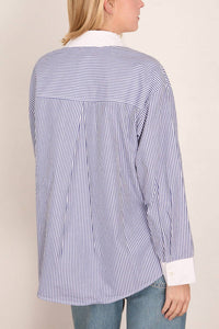 XIRENA James Shirt Top in true blue - women's shirt - detail view