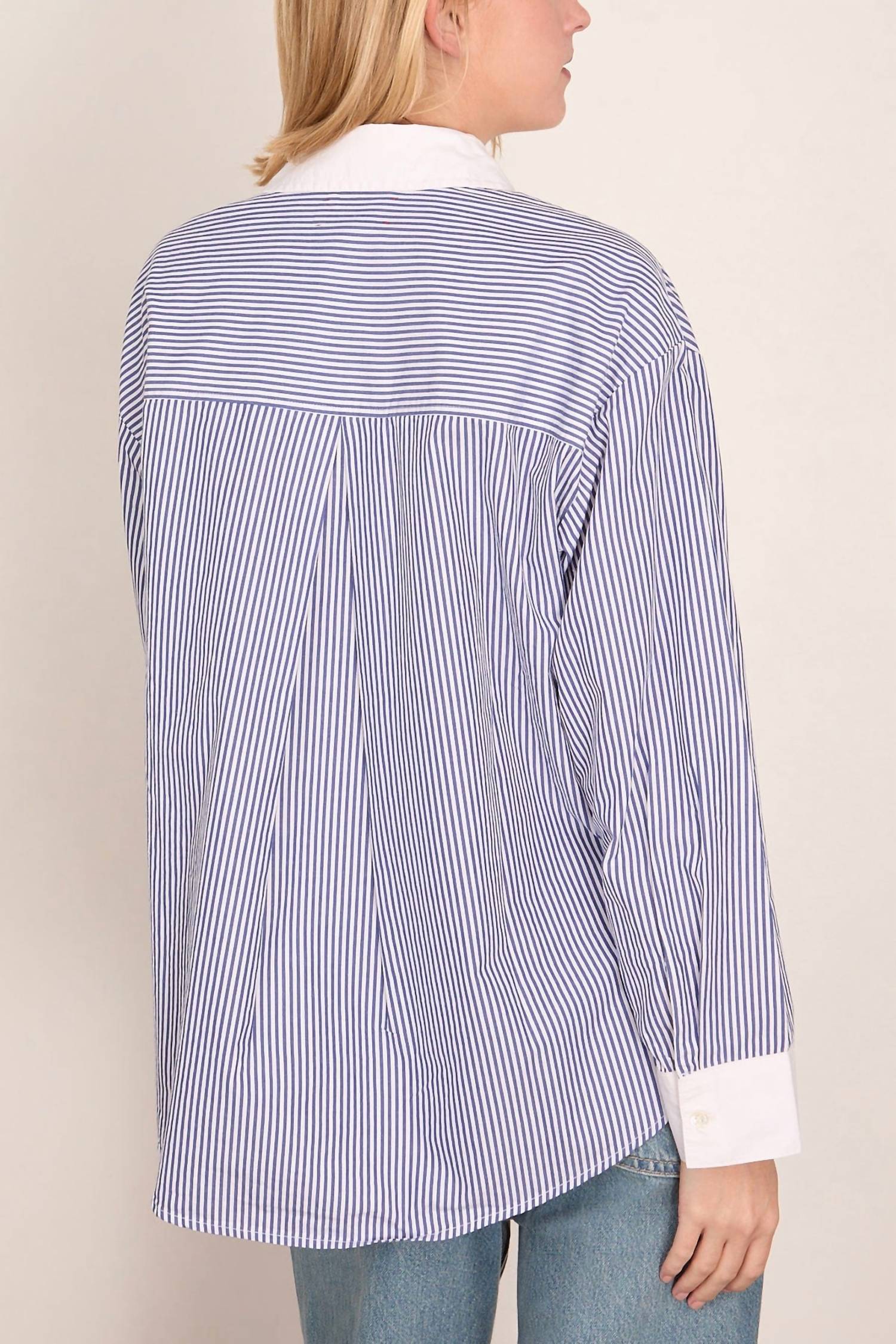 XIRENA James Shirt Top in true blue - women's shirt - detail view