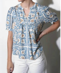 Greylin - Charlotte Split Neck Elbow Sleeve Top