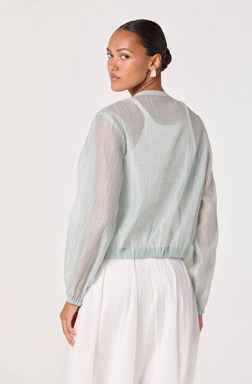 Astr - Aeva Sheer Chiffon Bomber Jacket