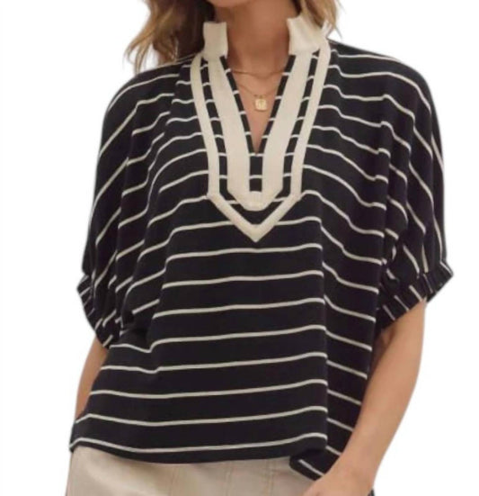 Entro - Stripe Dolman Sleeve Top