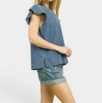 Umgee - Alicia Cap Sleeve Denim top