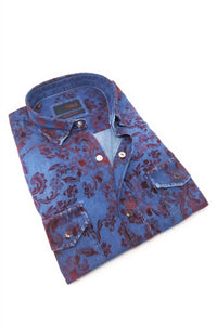 Eight X - Men's Denim Shirt With Flocking