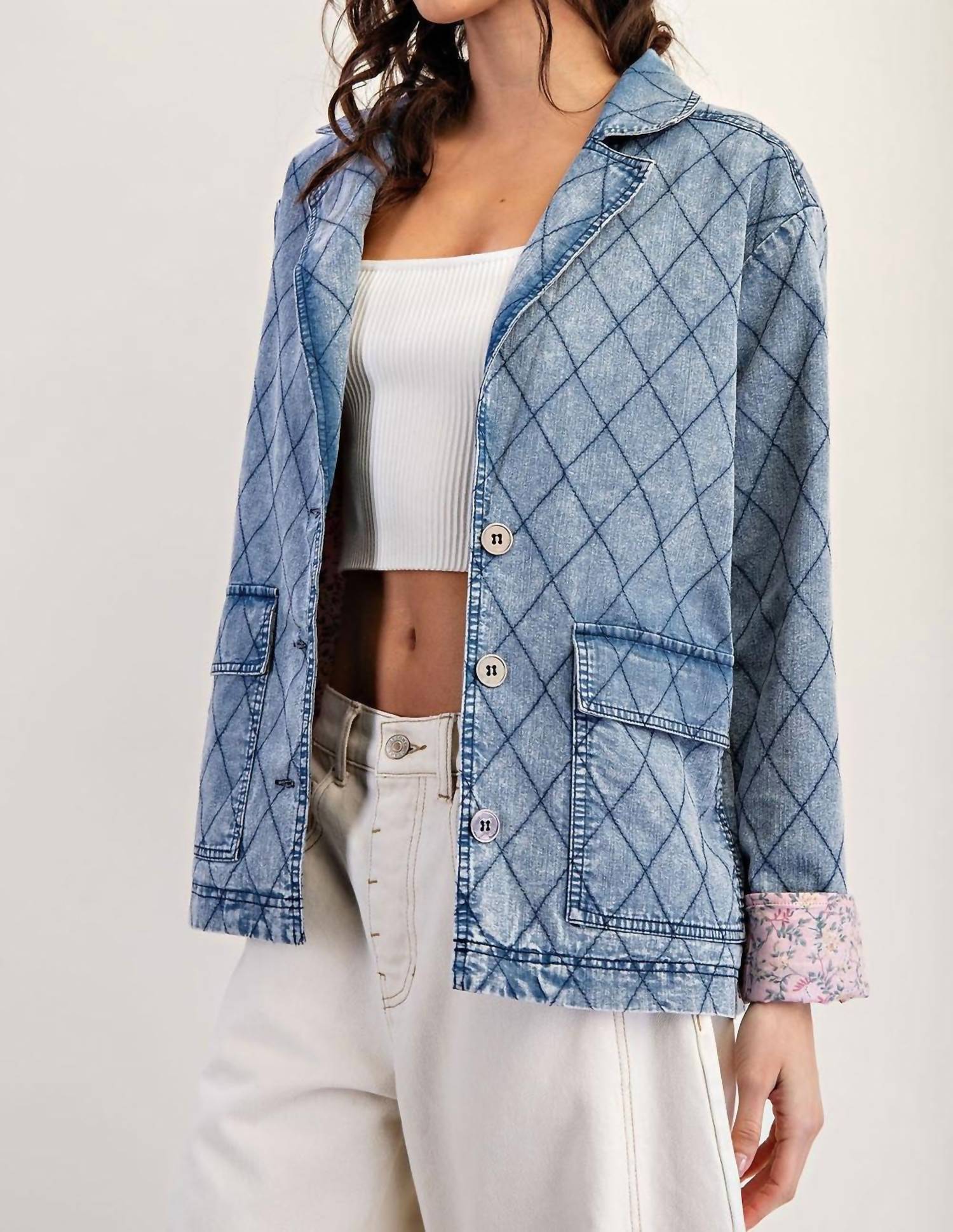 Ee:Some - Washed Denim Quilted Jacket