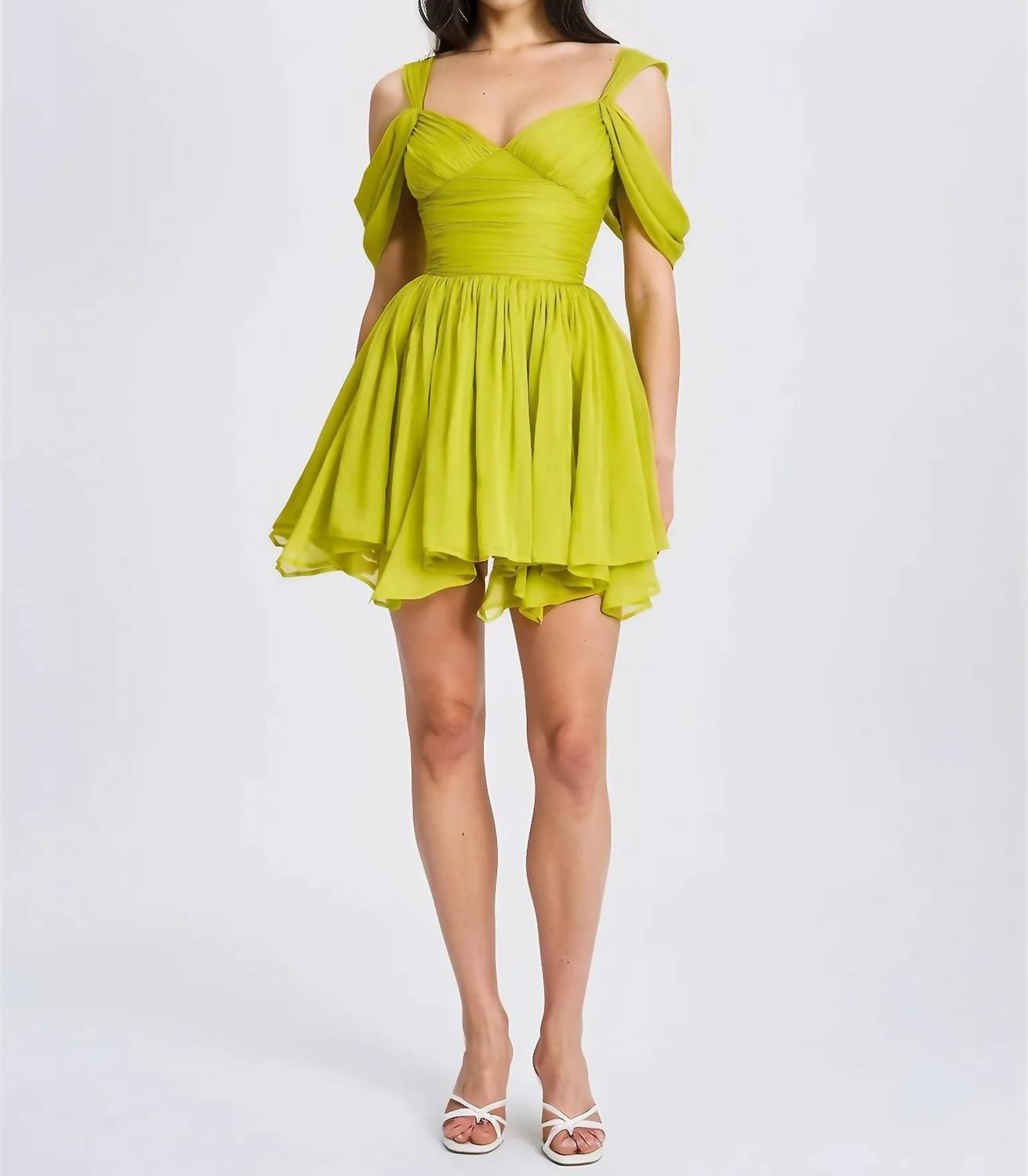 Miss Circle - Rockelle Chiffon Chartreuse Dress