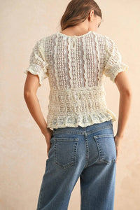 Miou Muse - Tessa Short Sleeve Lace Blouse