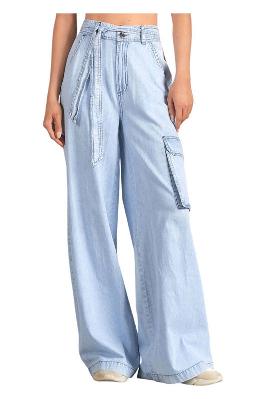 Elan - WIDE LEG CHAMBRAY PANTS