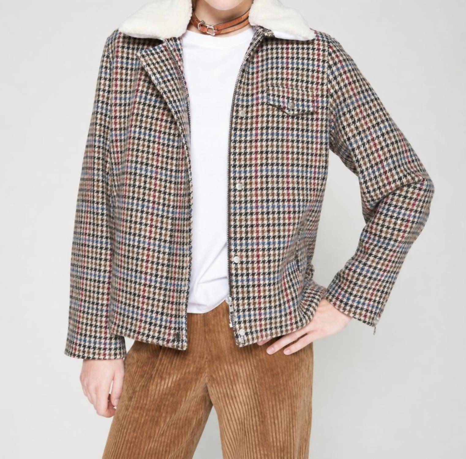 Vilagallo Houndstooth Bomber Jacket in multicolor - women's jacket