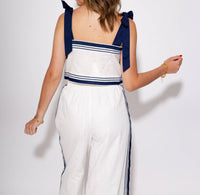 Mable - Sail Away Chevron Two Piece Linen Set
