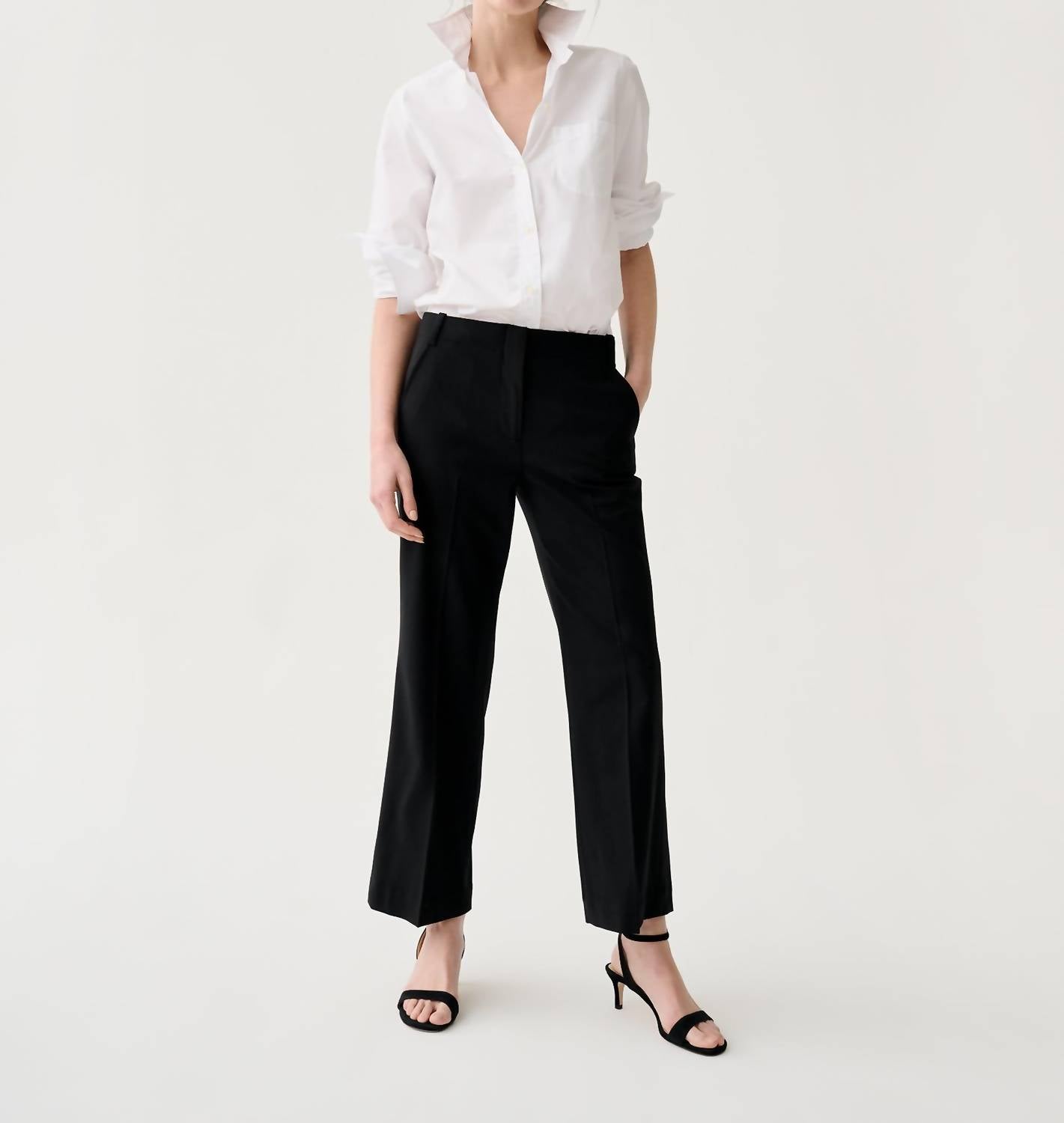 Ann Mashburn Frankie Cropped Pant in black bi stretch tropical wool - women's pants