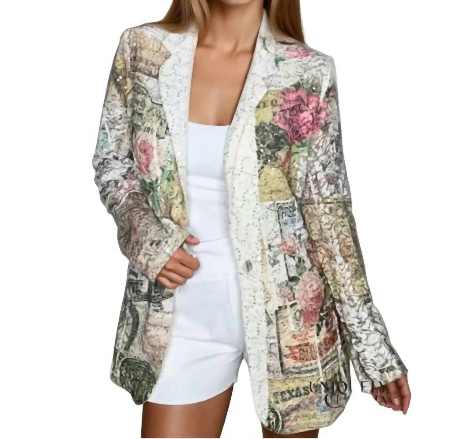 Origami - Western Glam Sequin Embellished Lace Blazer