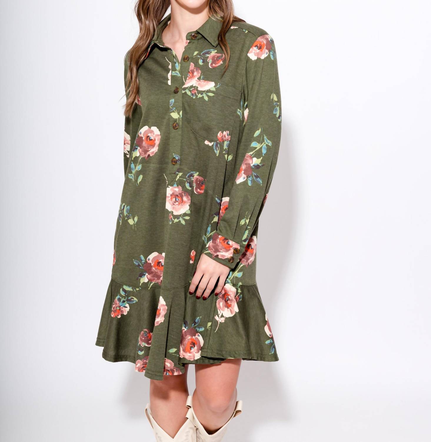 Ivy Jane - Floral Knit Shirt Dress