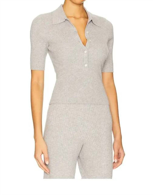 525 America - Ginny Short Sleeve Polo Knit Top