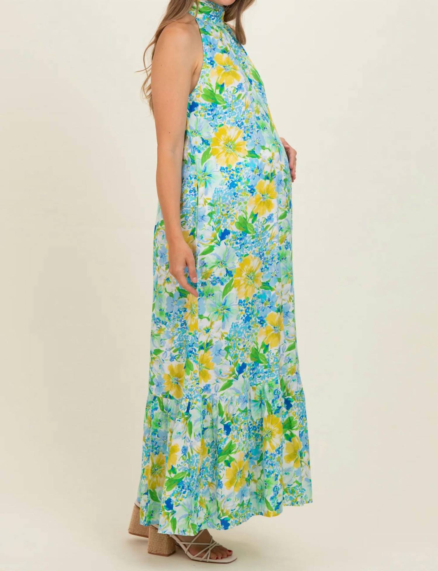 Entro - Oceanside Halter Mock Neck Maxi Dress