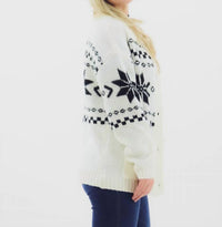 Sunday Edition Button Down Nordic Pattern Sweater Cardigan in white multi - women's cardigan - alternate view