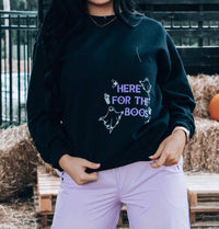 GILDAN Here For The Boos Crewneck Sweater in blue - women's sweater