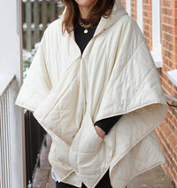 RAINRAPS Women's Rain Puffer Jacket in ivory pufferrap - women's jacket - detail view
