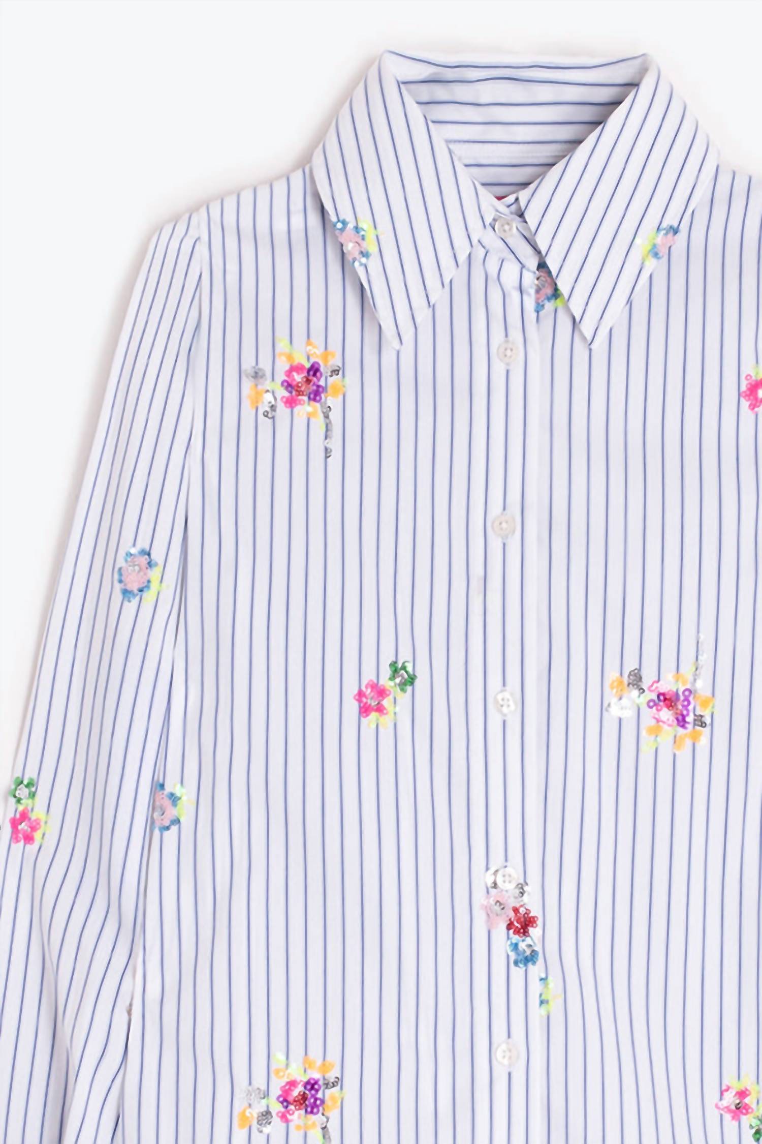 Vilagallo - Women's Floral Sequined Embellishment Shirt