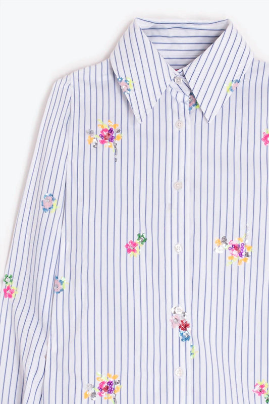 Vilagallo - Women's Floral Sequined Embellishment Shirt