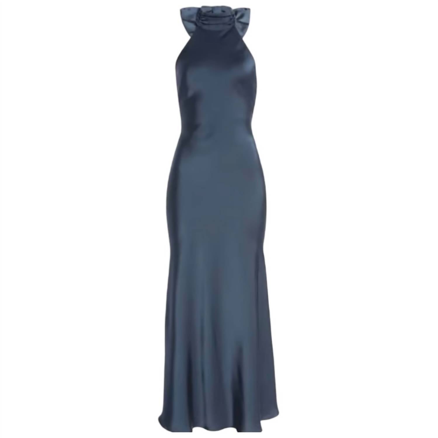 Misha - Evianna Halter Neck Satin Trumpet Gown
