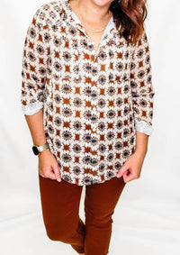 Charlie B - Printed Button Up Top