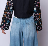 Cleobella Leela Embroidered Top in black multi - women's blouse - alternate view