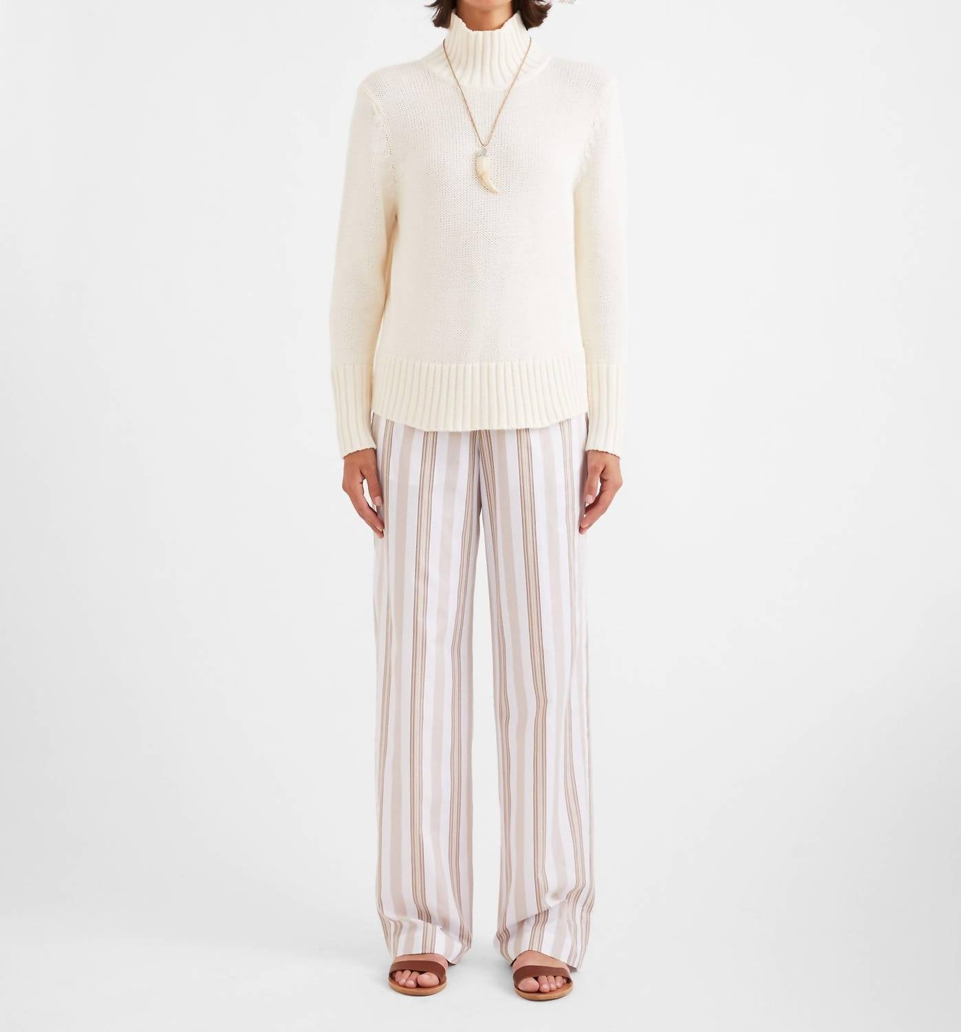 KULE The Louis Turtleneck Sweater in cream - women's sweater