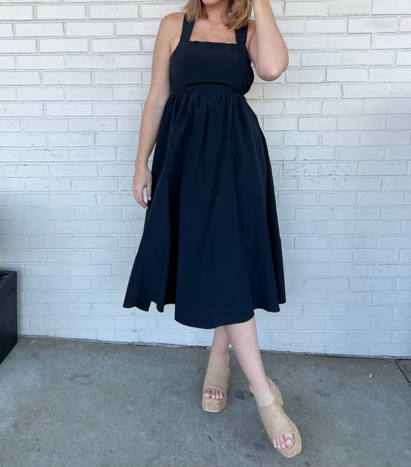 By Together - Classic Muse Flare Square Neck Midi Dress