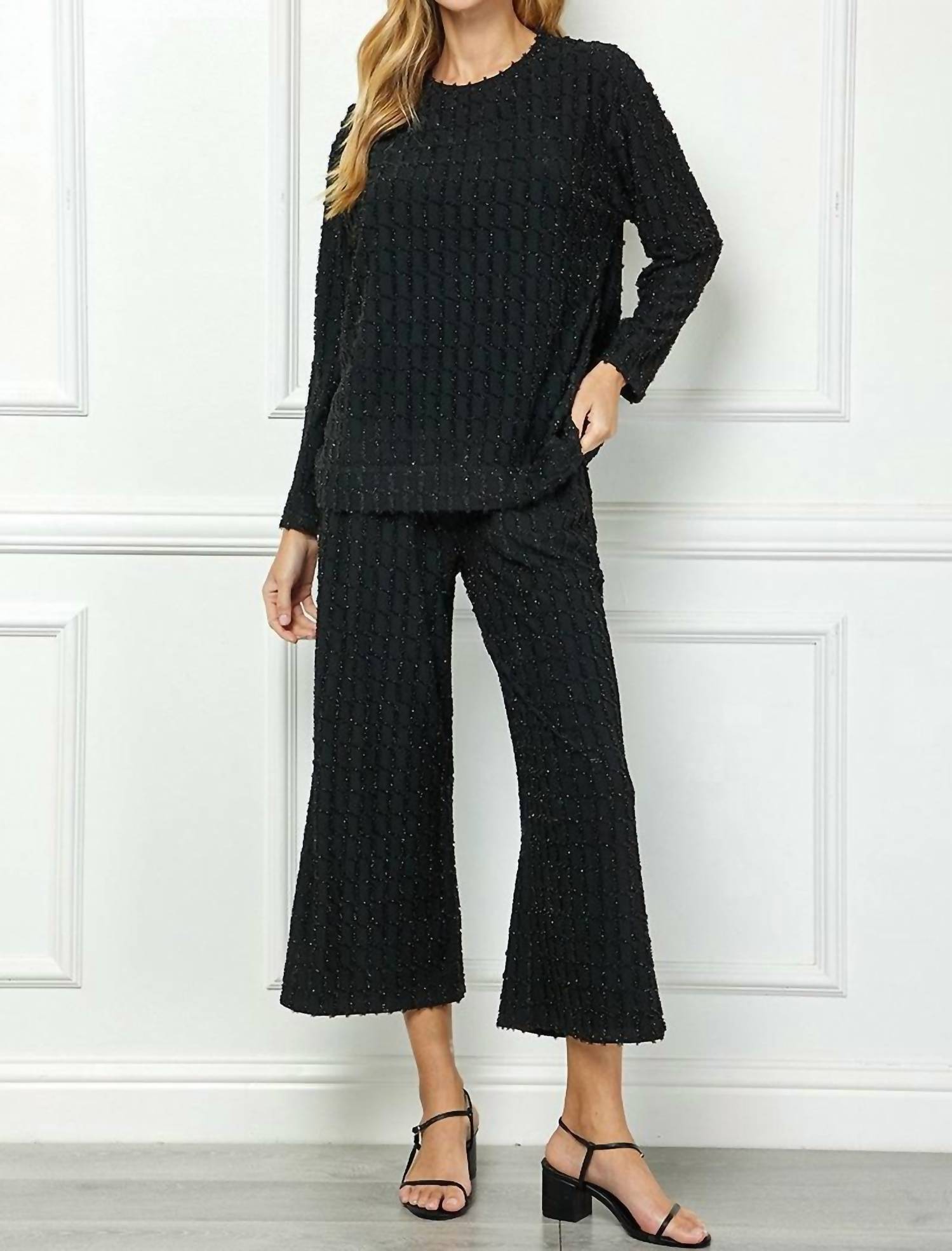 See And Be Seen - Glitter Textured Long Sleeve Top