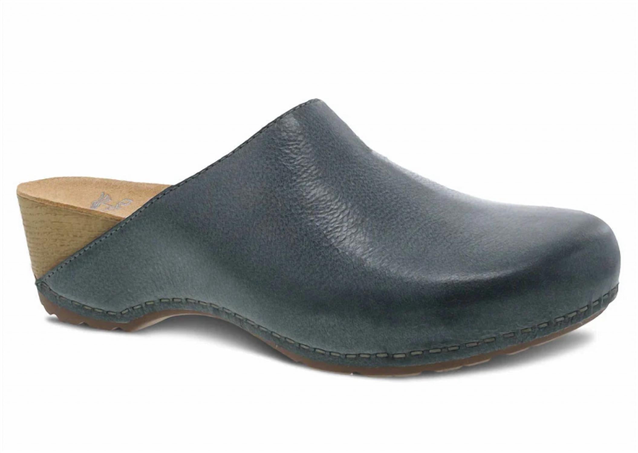 dansko Women's Talulah Milled Burnished Mule in denim - women's shoe