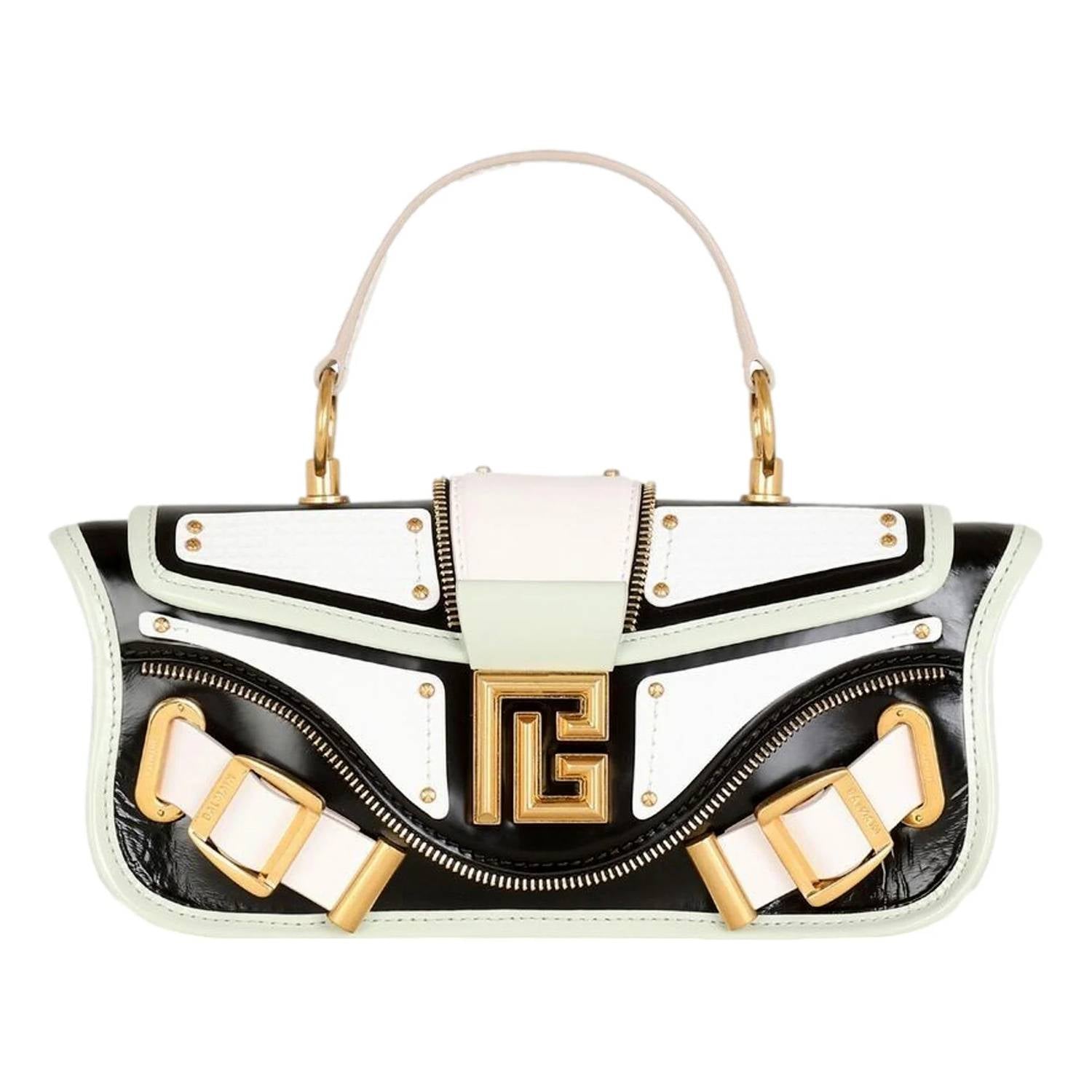 Balmain - Women's Blaze Leather Baguette Top Handle Crossbody Bag