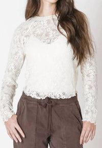 Dex Exposed Seam Lace Top in natural - women's long sleeve top