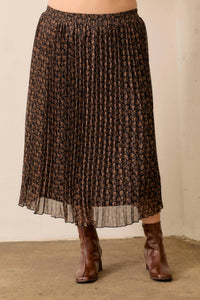 Polagram - Floral Print Pleated Skirt -PLUS