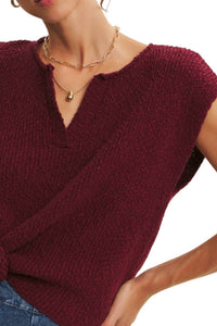 In February - Relaxed Fit Slub Knit Sweater Top With Split Neck