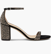 STUART WEITZMAN Women's Nudist Shine Block Sandals in black - women's sandal - detail view