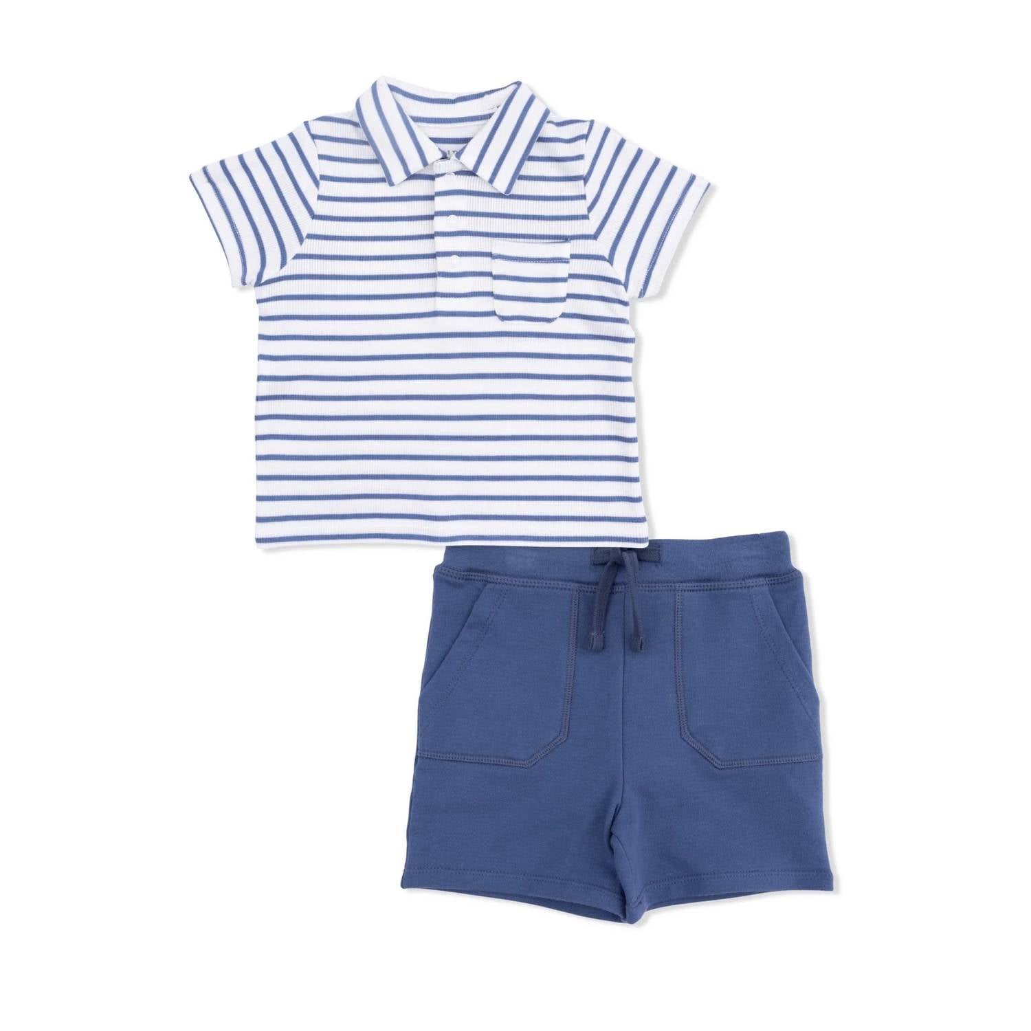 Angel Dear - Kids Ribbed Modal Polo With Everyday Short Set