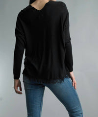 Tempo Paris - FRINGE VNECK TOP
