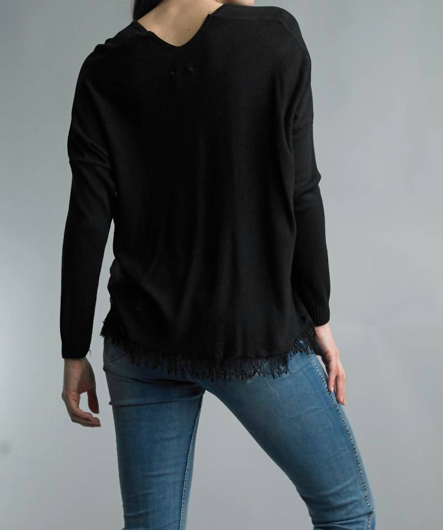 Tempo Paris - FRINGE VNECK TOP