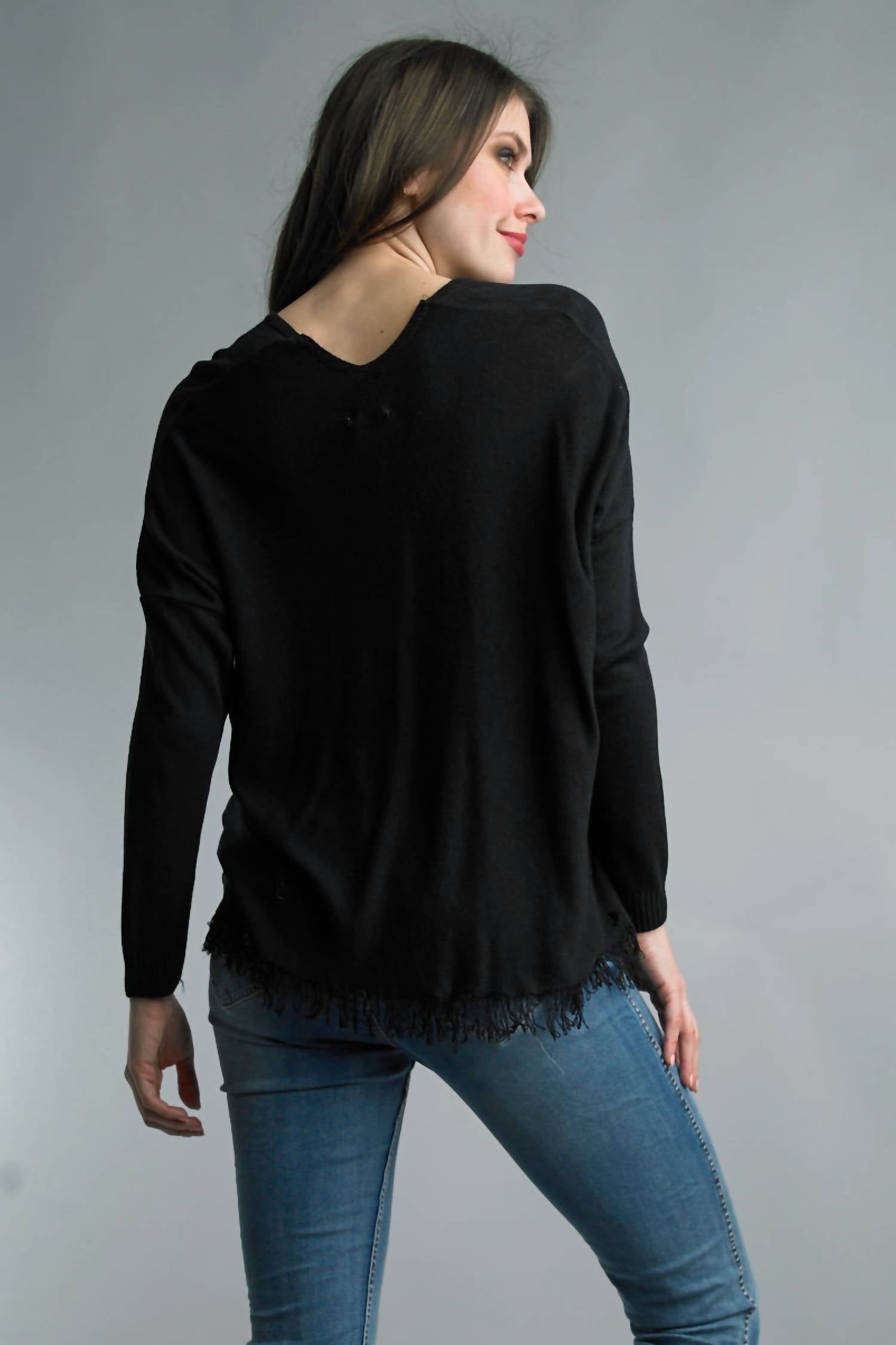 Tempo Paris - FRINGE VNECK TOP