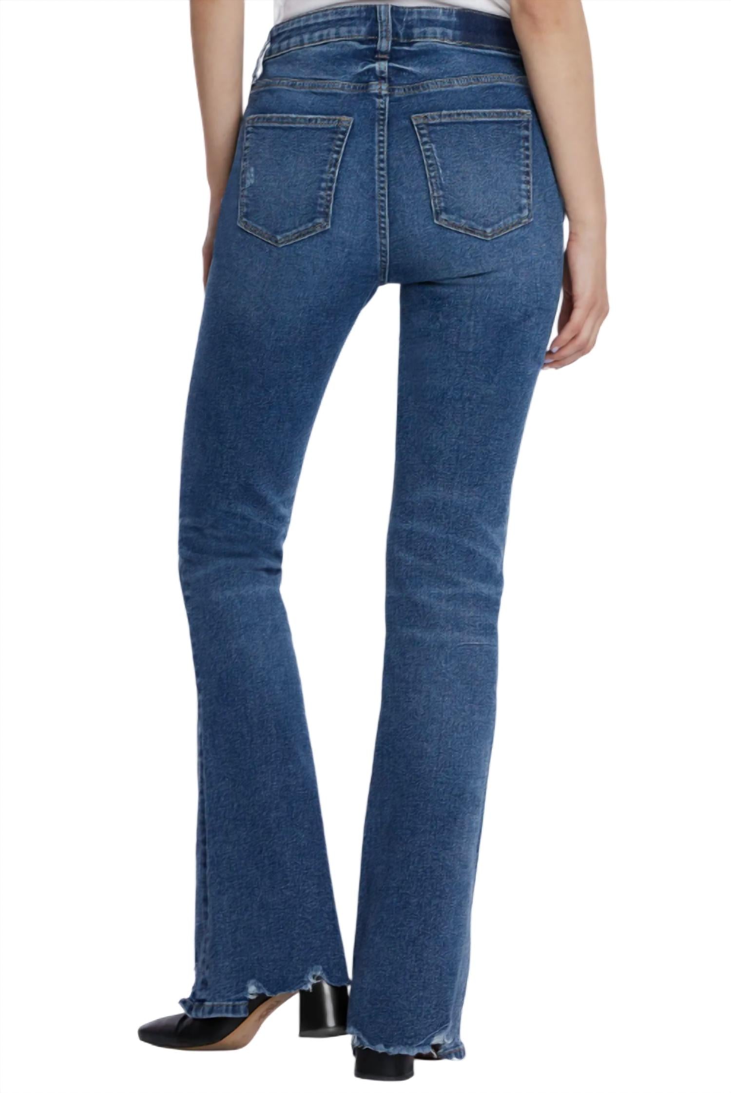 Hint Of Blu - Distressed High Waist Flare Jean