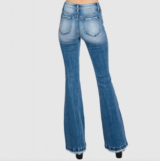 Petra153 - Mid Rise Stretch Flare Jeans
