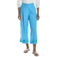 Johnny Was PLEATED LINEN CULOTTE SORAYA in ethereal blue - women's pants