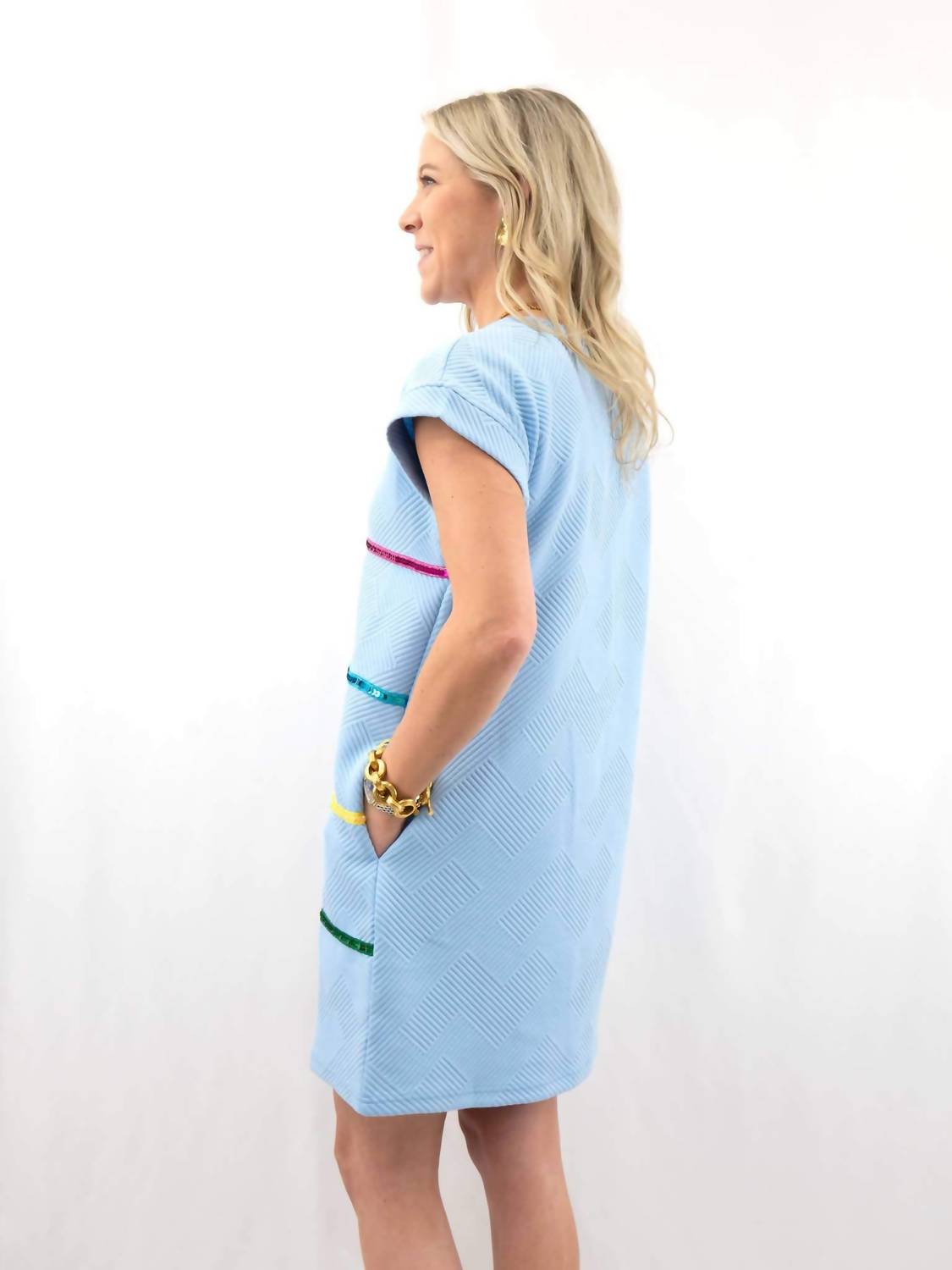 Entro - Multi-color Sequin Stripe Mini Dress