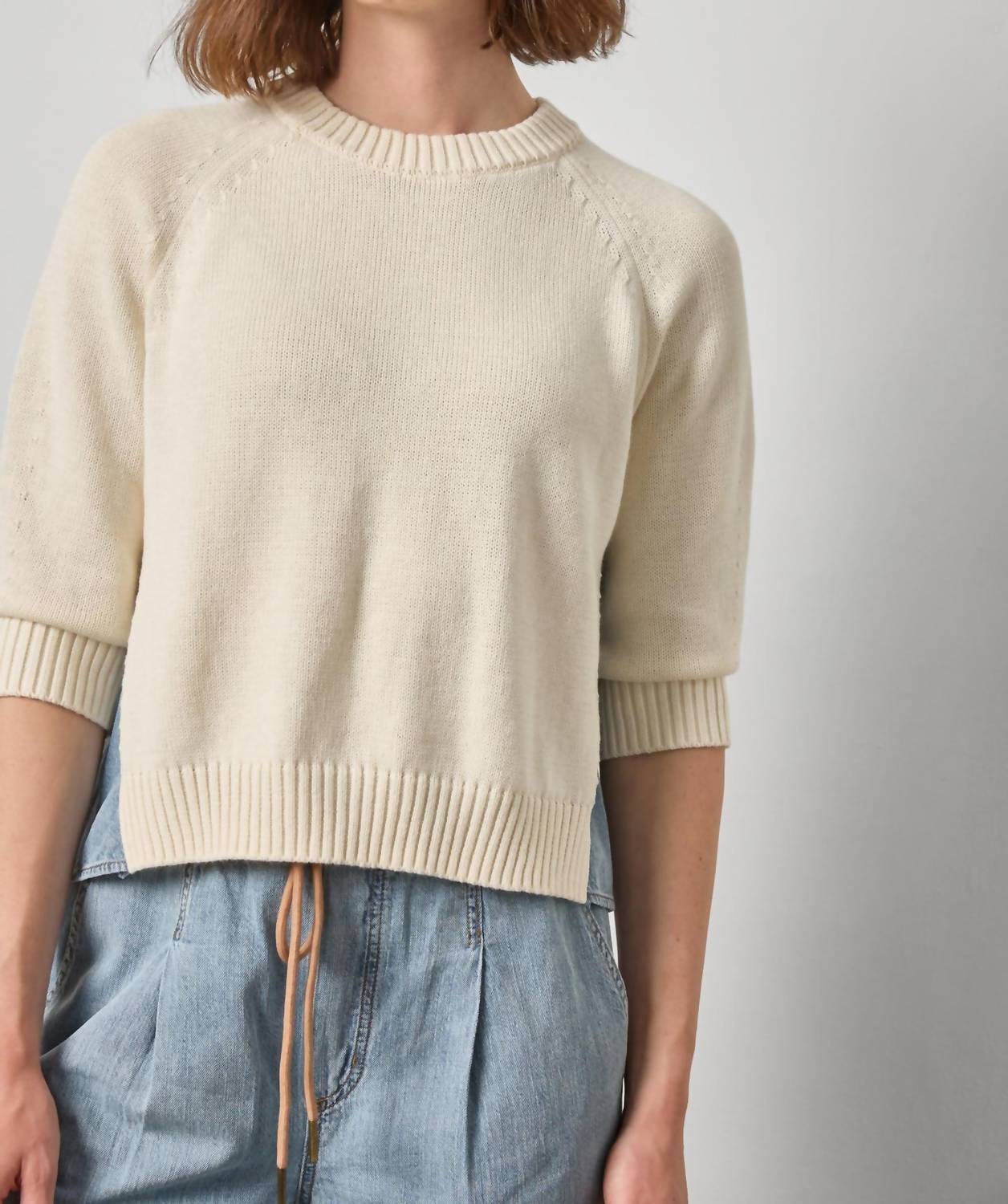 Lilla P - Denim Elbow Sleeve Sweater