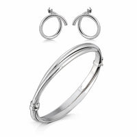 Gold & Honey - Women's Crossover Bangle Bracelet And Hoop Earrings Set