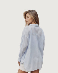 In February Danielle Button Down Top in clear blue - women's shirt - alternate view